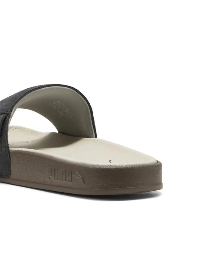 Puma Dusky Gray-PUMA Gold-Desert Dust-Gum Leadcat 2.0 Palermo Foil Slides Unisex for Men | Best Price UAE