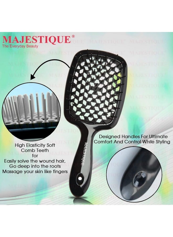 MAJESTIQUE Detangler Brush Naturals - 100% Bio-Friendly Detangling Brush Ultra-Soft Tipped Nylon - Glide Through Tangles With Ease - Multicolor  - Image 5