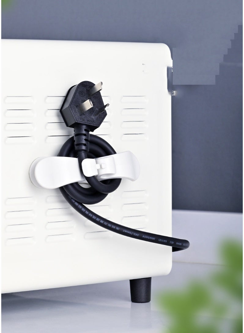 2pcs white bendable silicone harness stickers - no need to punch holes, suitable for organizing various harnesses, such as kitchen appliances, computers, data cables, plugs, etc. (After receiving the product, please stick the back adhesive correctly and let it stand for 12 hours before use to get better results) - Image 1