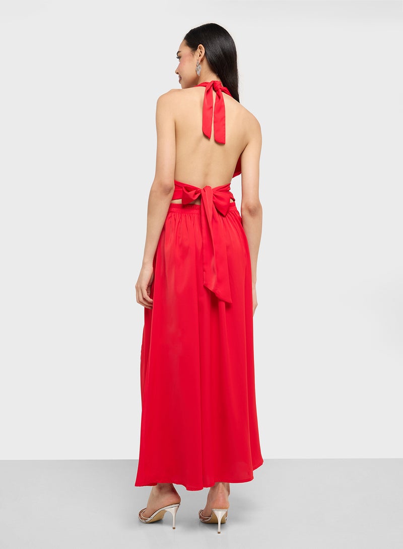 جينجر فستان بحمالات عنق بفتحة - Image 3