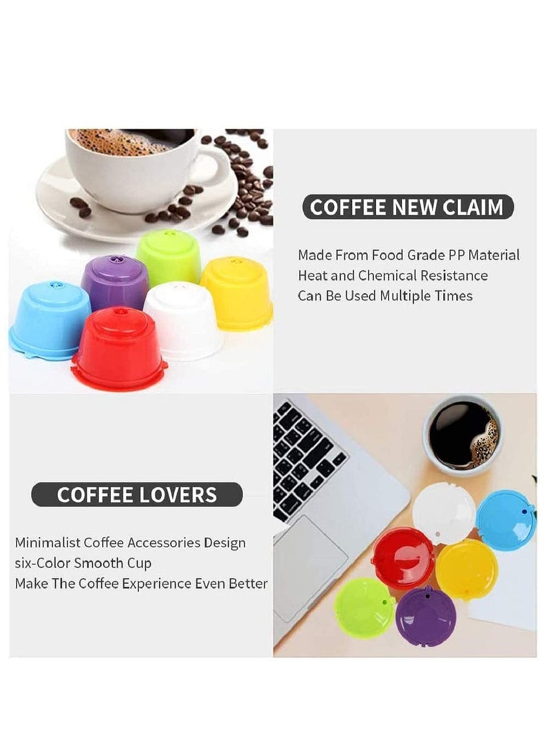 Excefore Coffee Capsule Refillable Reusable 6 pcs Colorful Refillable Capsule Pod Compatible Filter Cups BPA Free Coffee Pods with 1 Plastic Spoon and 1 Cleaning Brush - Image 5
