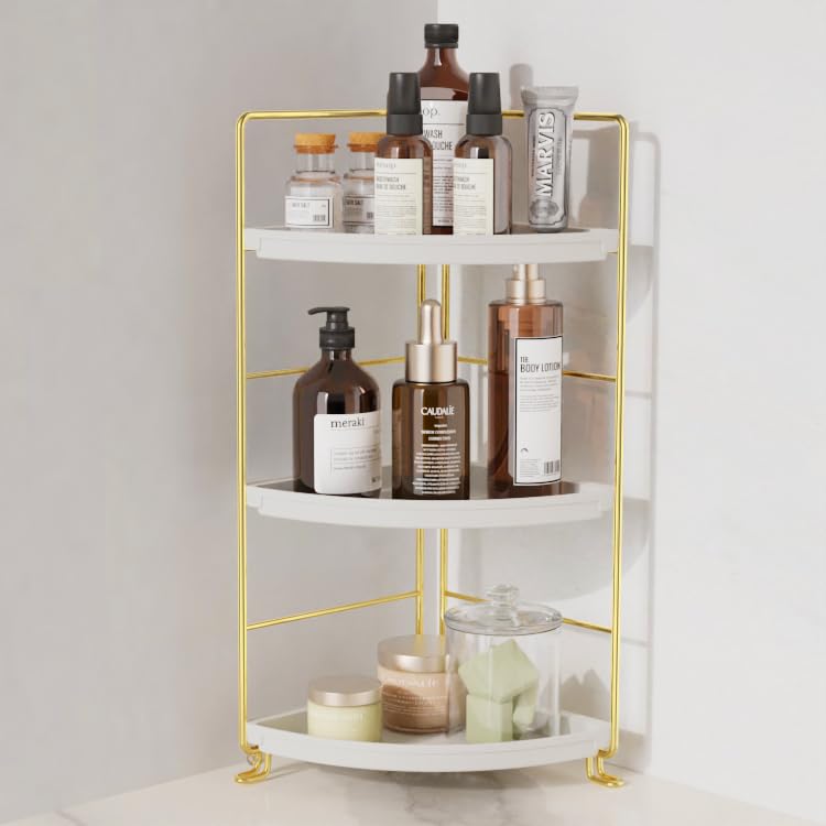 JANUS LiANG 3Tier Countertop Organizer  Corner Makeup  Skincare Organizer Kitchen  Perfume Storage Gold
