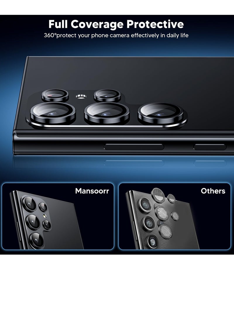 Excefore for Samsung Galaxy S24 Ultra Camera Lens Protector, Matte Alloy Metal Ring Glass Camera Screen Protector, Full Protection & Powerful Strength Adsorption, Scratch Resistant Cover Film (Black) - Image 5