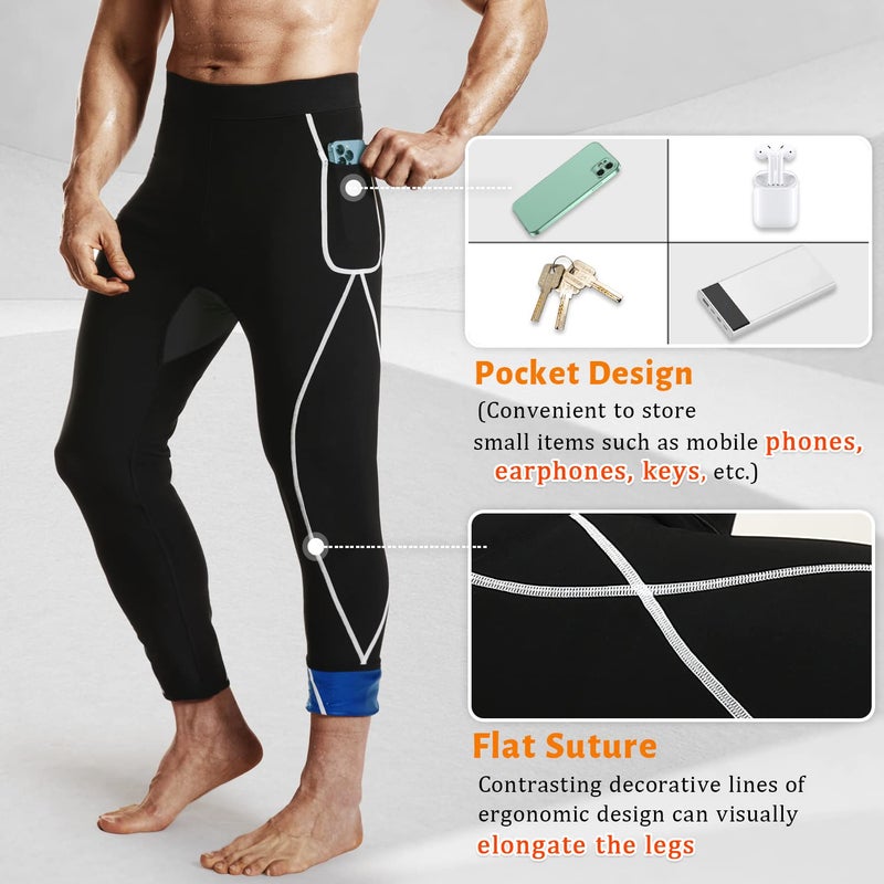 DYUAI Sauna Sweat Pants for Men Compression Pants Athletic Leggings Workout Sauna suit(WBH7201-01-L) - Image 3