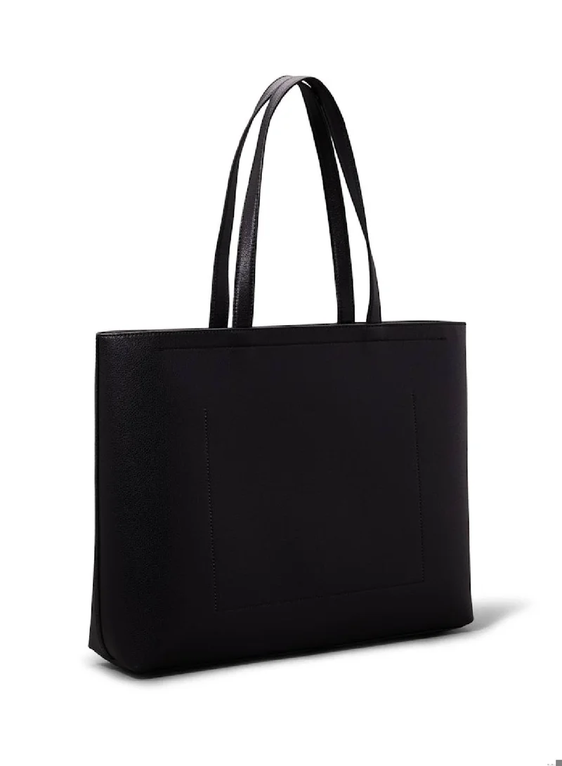 Calvin Klein Jeans Women's Slim Tote Bag - Pebbled faux leather exterior, Black
