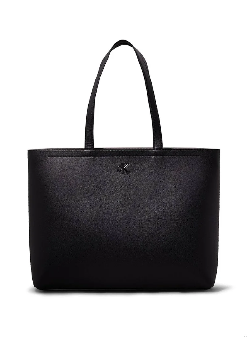 Calvin Klein Jeans Women's Slim Tote Bag - Pebbled faux leather exterior, Black