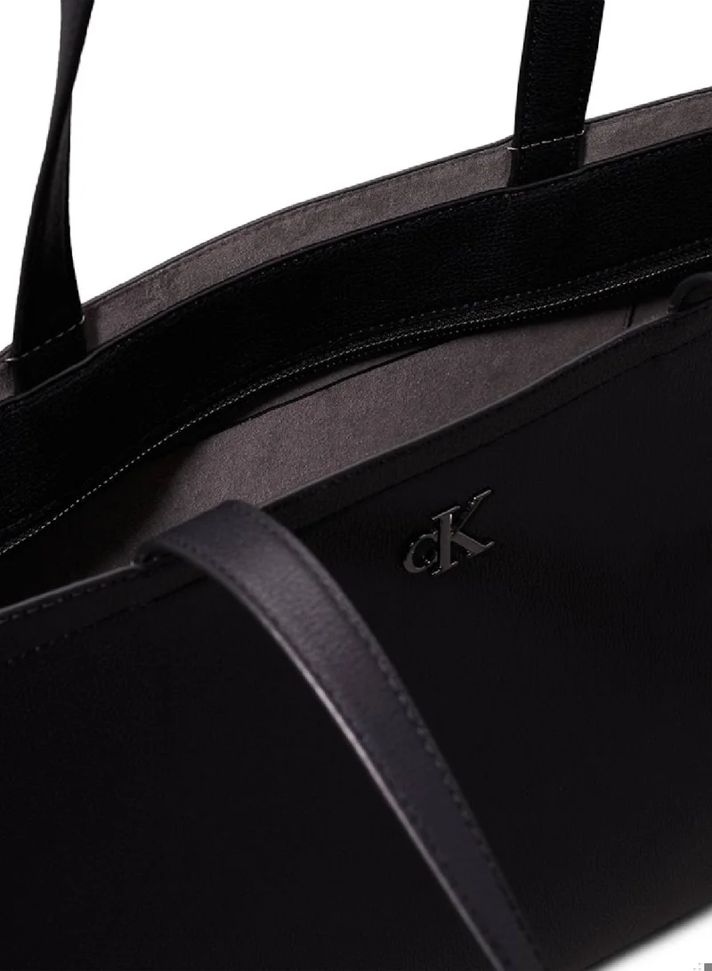 Calvin Klein Jeans Women's Slim Tote Bag - Pebbled faux leather exterior, Black