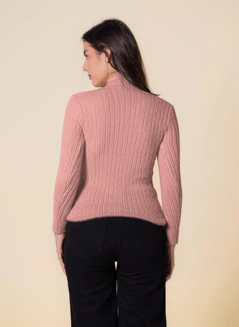 SHAPES DETAILED SOFT KNITTED TOP