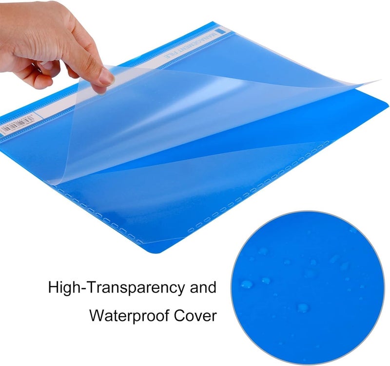 Amest A4 Project Folders, Plastic Presentation Document Files Folders, A4 Report Organiser Holder with Transparent Cover And Fastener, 3 Colours (Pack of 6) - Image 4