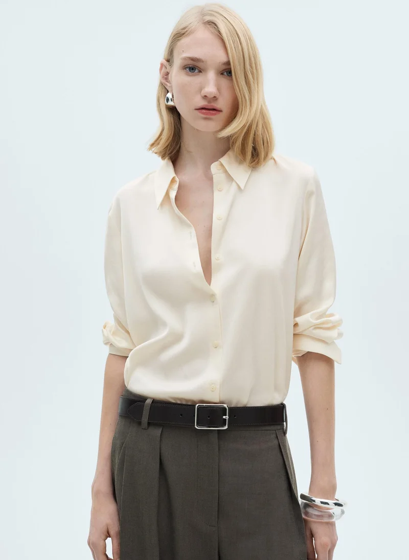 مانجو Satin Finish Flowy Shirt