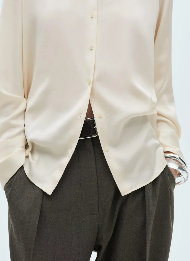 مانجو Satin Finish Flowy Shirt