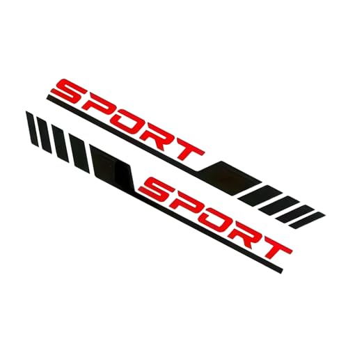Hugwits 2 PCS Sport Letter Car Stickers 2283 x 508 Waterproof Auto Body Stripe Decals Personalized ScratchResistant Modified Decoration Sticker Universal for Most Cars Black Red - Image 1