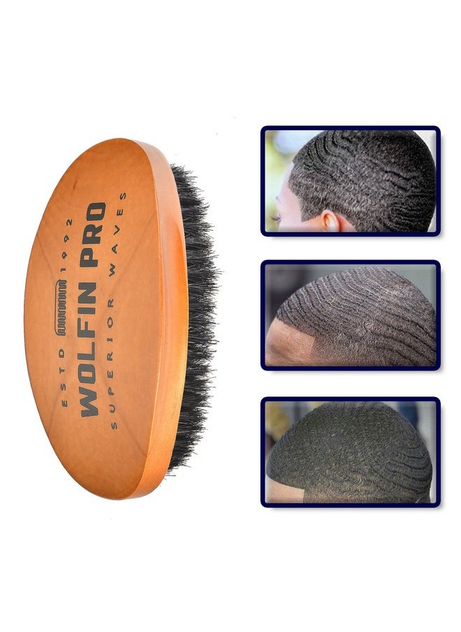 Wolfin Pro - Wolfin Pro- Premium Curved 360 Wave Brush, 100% Natural Schima Superba Wood with Reinforced Pure Black Medium Boar Hair Bristle - Perfect for Wolfing, Creating 360 Layer Hair Waves, Cultivating Beards - Image 1