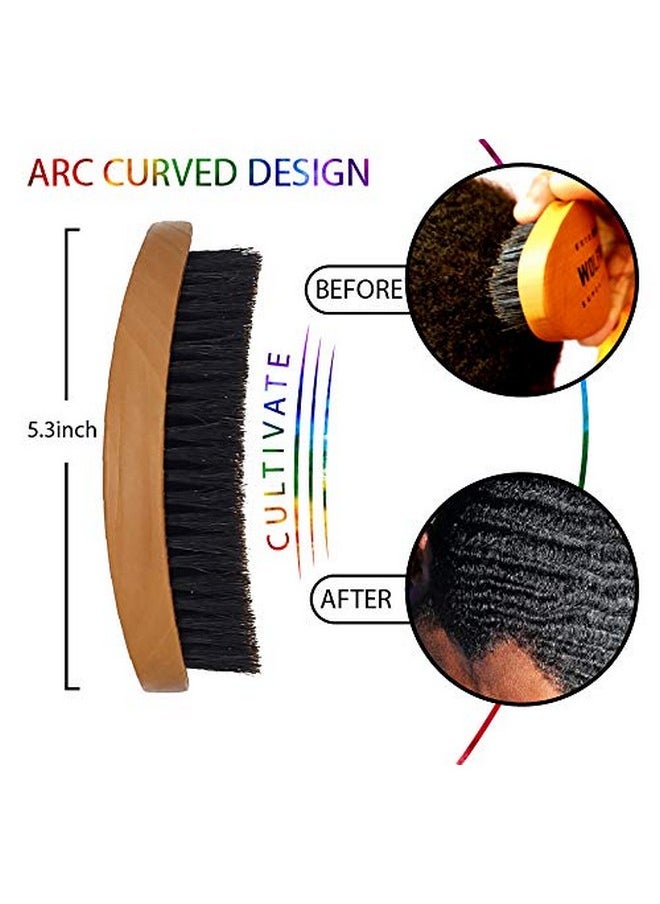 Wolfin Pro - Wolfin Pro- Premium Curved 360 Wave Brush, 100% Natural Schima Superba Wood with Reinforced Pure Black Medium Boar Hair Bristle - Perfect for Wolfing, Creating 360 Layer Hair Waves, Cultivating Beards - Image 1