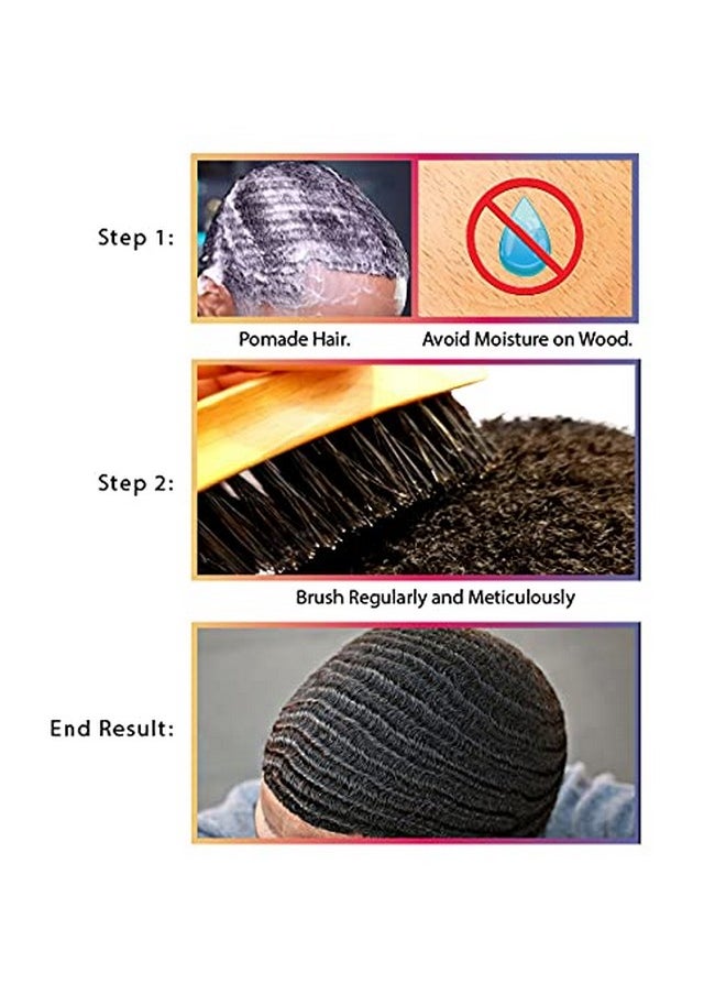 Wolfin Pro - Wolfin Pro- Premium Curved 360 Wave Brush, 100% Natural Schima Superba Wood with Reinforced Pure Black Medium Boar Hair Bristle - Perfect for Wolfing, Creating 360 Layer Hair Waves, Cultivating Beards - Image 1