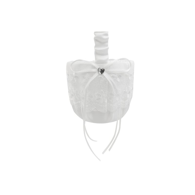 SOLARAE 2 Pack White Flower Girl Basket Wedding Basket for Flower Girls  Satin Flower Girl Basket - Image 5