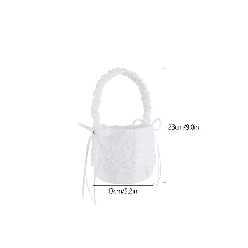 SOLARAE 2 Pack White Flower Girl Basket Wedding Basket for Flower Girls  Satin Flower Girl Basket - Image 4