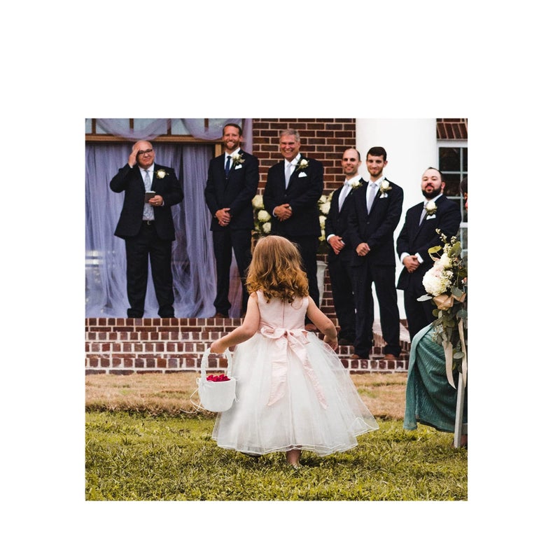 SOLARAE 2 Pack White Flower Girl Basket Wedding Basket for Flower Girls  Satin Flower Girl Basket - Image 2