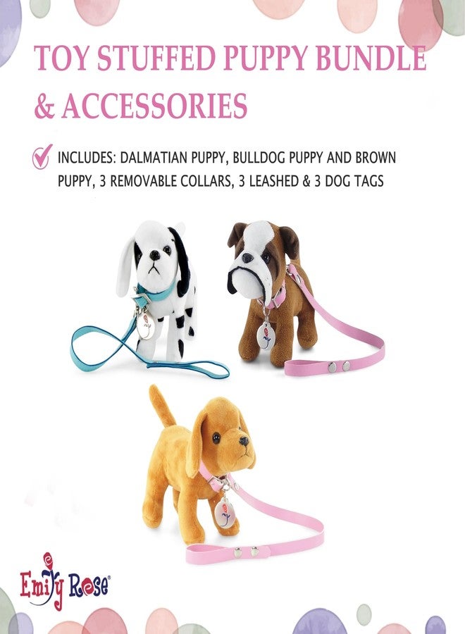 Emily Rose 18-inch Doll Pets Toy Puppy Dog Bundle for Kids - Set of 3 Stuffed Toy Dogs Leashes Collars & Metal Tag Accessories - Little Girl Boy Playset for Ages 3+ | Reinforced Stitching | USA Brand - Image 2