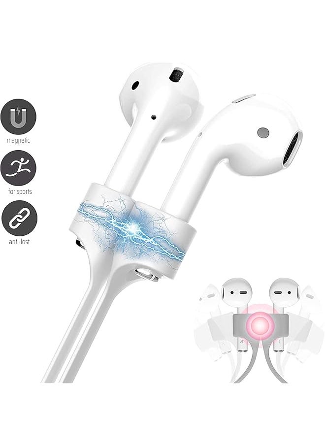erorex - 2+2 Upgraded Magnetic Anti Lost Straps For Airpods 3Rd 2Nd Generation Pro 1 2 Pcs With Soft Ear Hooks 2 Pcs Neck Rope Cord & Ear Hooks Not Original Black + White - Image 1