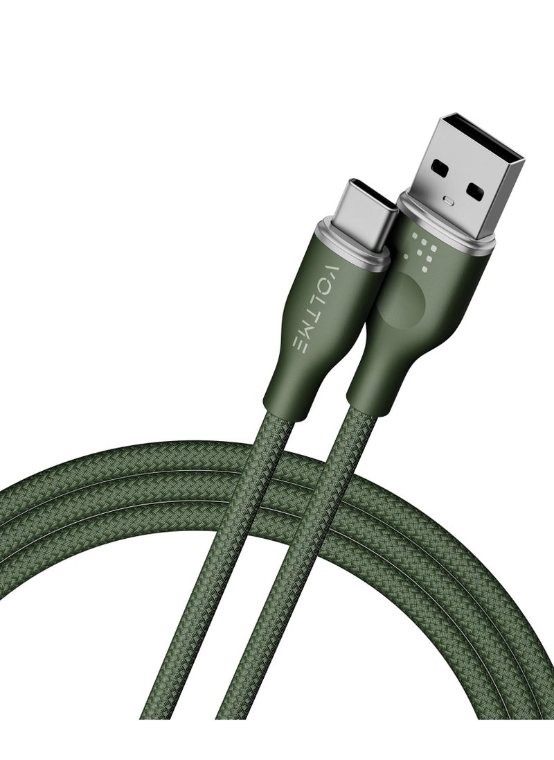 VOLTME USB-A to USB-C Charging Cable 60W PD & 3A Fast Charging, 1m (3.3ft), Nylon Braided, Compatible with iPhone 16/15 Pro Max, Galaxy S24/S23/S22, Pixel 8/7, iPad Air 5, iPad Pro 2021, Nintendo Switch, PS5, Xiaomi, OnePlus, Huawei, Chromebook, Heat Resistant, 480Mbps Data Sync (Green)  - Image 1