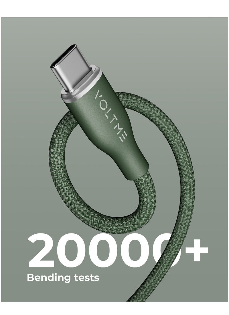 VOLTME USB-A to USB-C Charging Cable 60W PD & 3A Fast Charging, 1m (3.3ft), Nylon Braided, Compatible with iPhone 16/15 Pro Max, Galaxy S24/S23/S22, Pixel 8/7, iPad Air 5, iPad Pro 2021, Nintendo Switch, PS5, Xiaomi, OnePlus, Huawei, Chromebook, Heat Resistant, 480Mbps Data Sync (Green)  - Image 3