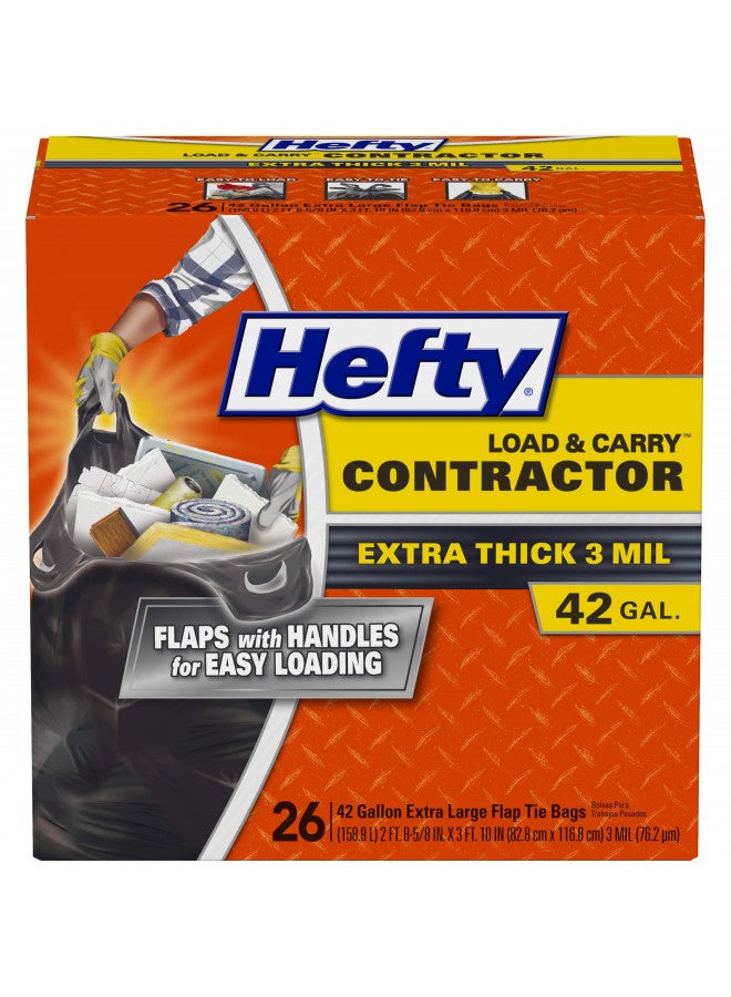 Hefty Load & Carry Heavy Duty Contractor Large Trash Bags, 42 Gallon, 26 Count - Image 1