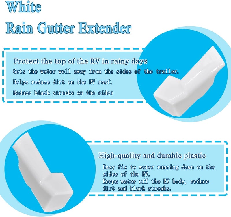 Wadoy Rain Gutter Spout, RV Gutter Spouts, Universal Size to Protect The top of The RV in Rainy Days, Directs Rainwater Away from The Sides of Your RV, Left and Right Side, 2 Left & 2 Right - Image 4