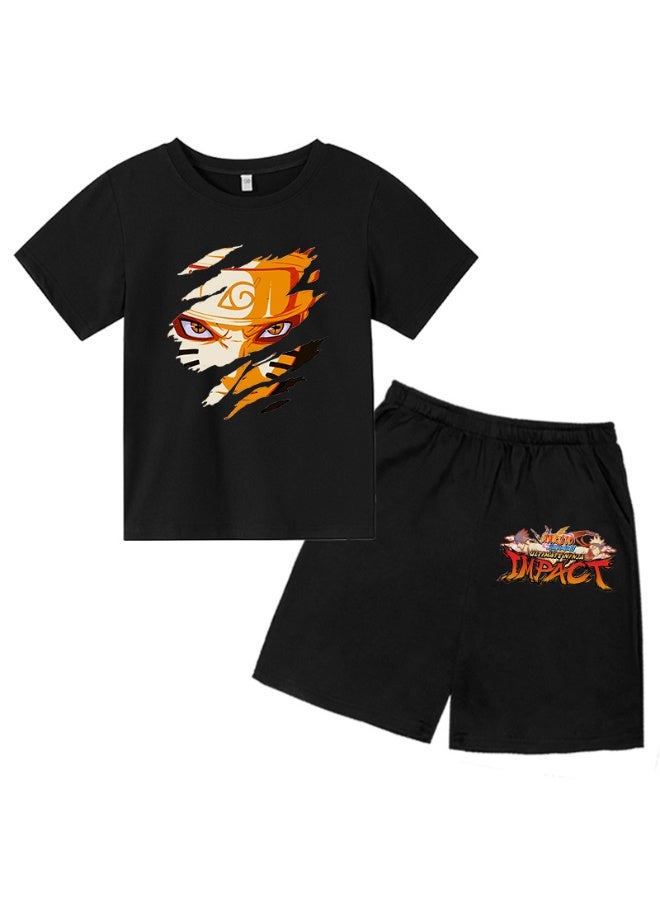 KUYING New Naruto Short T-shirt Shorts Two-Piece Set 