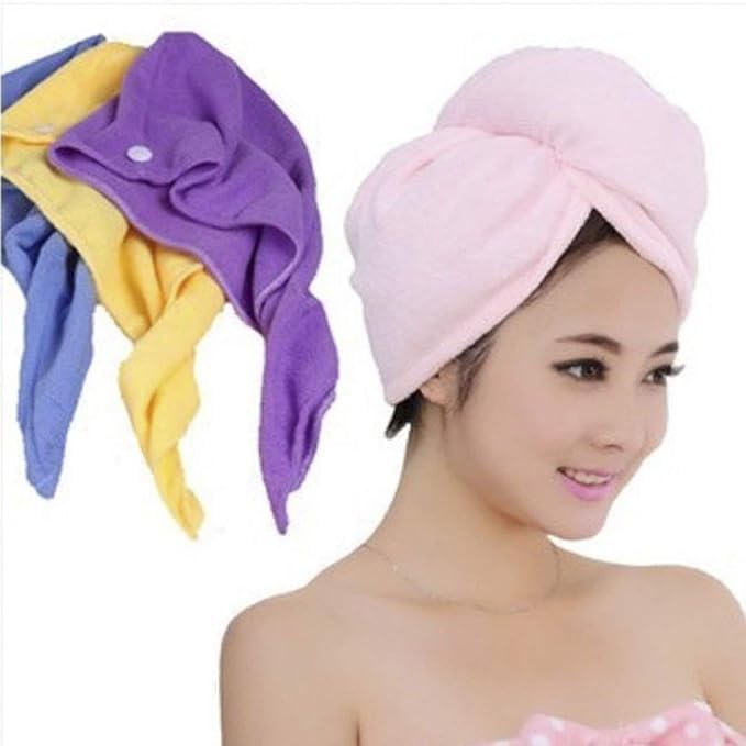 Cookety Cookety Microfiber Magic Quick Dry Bath Hair Towel Drying Turban Wrap Cap Spa Bathing Hat Pack of 1 - Image 5
