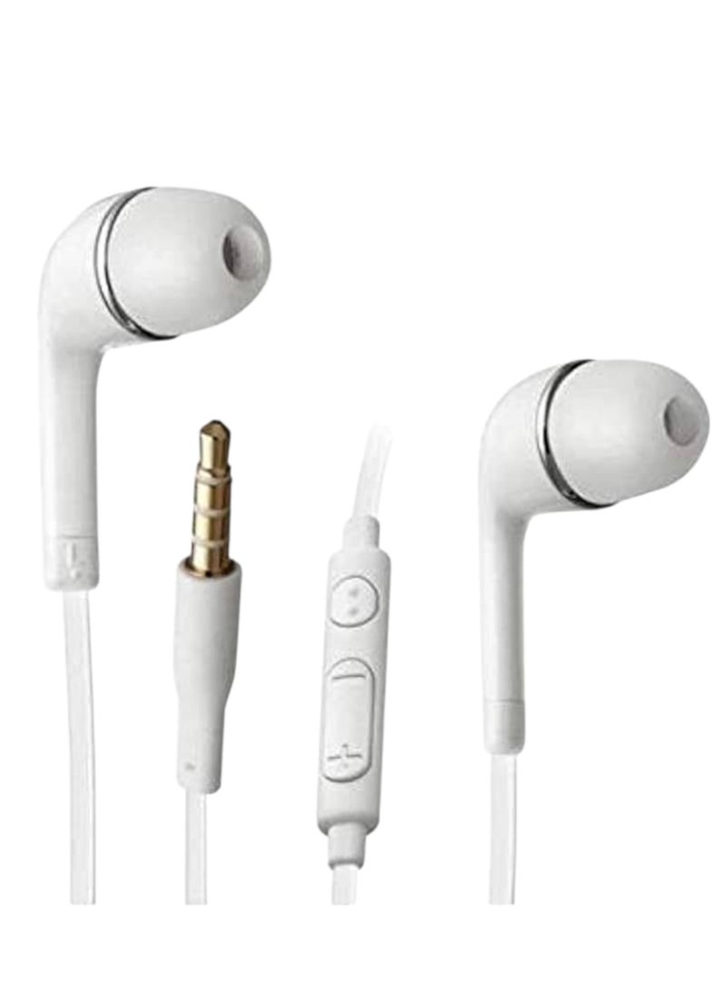 J5 Wired Earphones with Microphone and 3.5mm Jack - White - Image 1