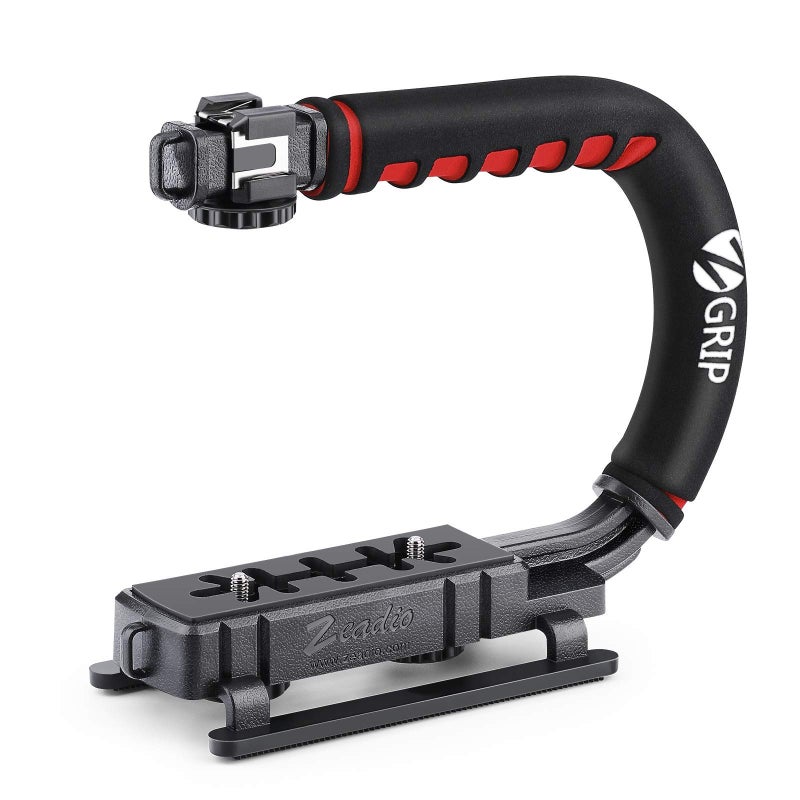 Zeadio Video Action Stabilizing Handle Grip Handheld Stabilizer with Cold-Shoe Mount for All DSLR Camera Camcorder - Image 1