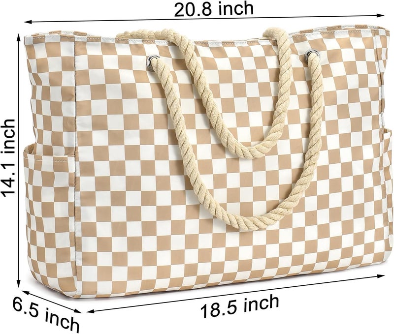 Becokan Beach Bags for Women, Large Waterproof Beach Tote Bag with Zipper Beach Bags Waterproof Sandproof Swim Pool Bag Large Tote - Image 4