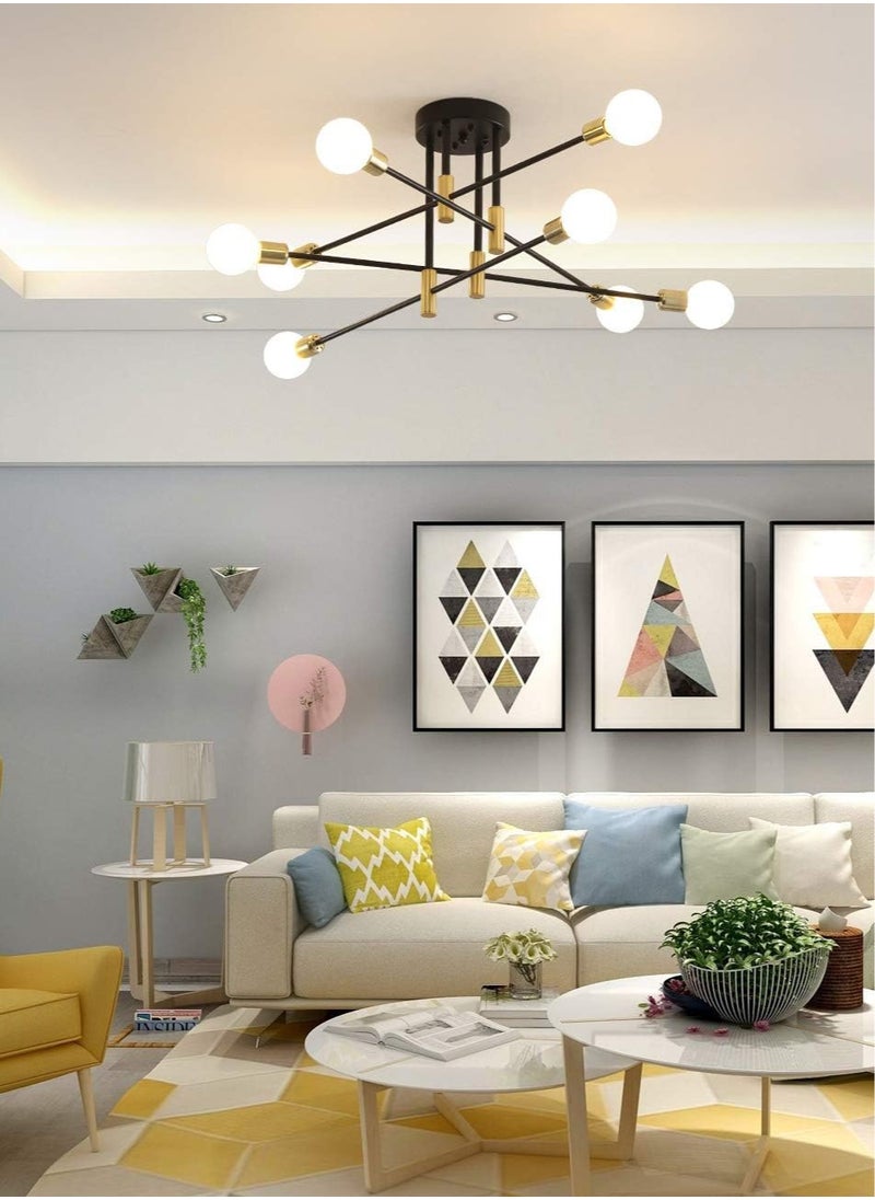 ERENYEA Sputnik Chandelier 8 Lights Ceiling Light Fixtures Black Lights For Living Room, Kitchen, Bedroom, Dining Room  - Image 5