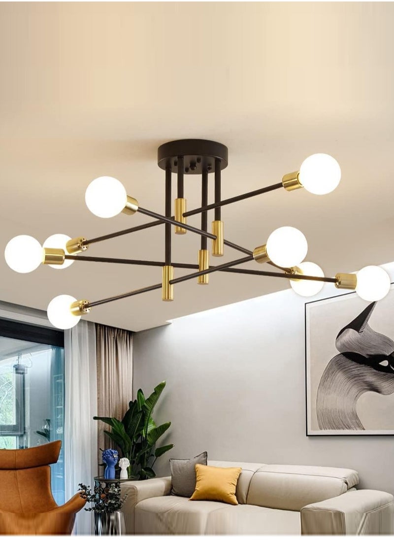 ERENYEA Sputnik Chandelier 8 Lights Ceiling Light Fixtures Black Lights For Living Room, Kitchen, Bedroom, Dining Room  - Image 3