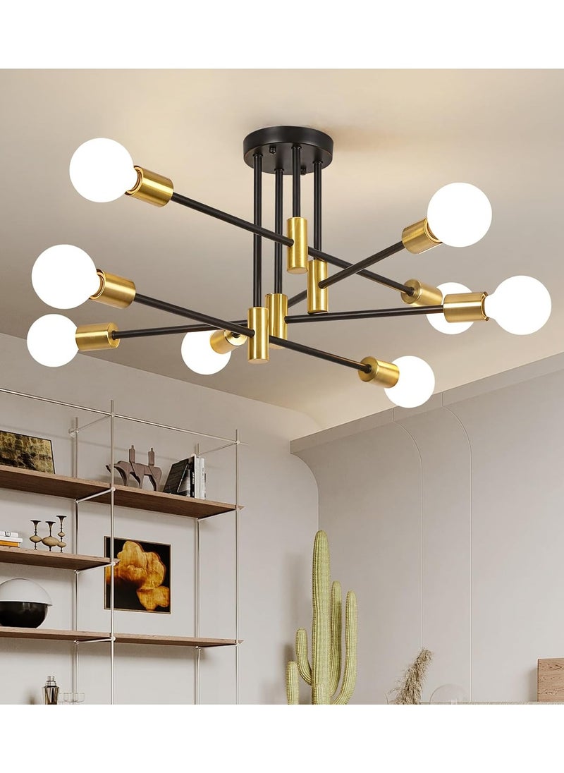 ERENYEA Sputnik Chandelier 8 Lights Ceiling Light Fixtures Black Lights For Living Room, Kitchen, Bedroom, Dining Room  - Image 2