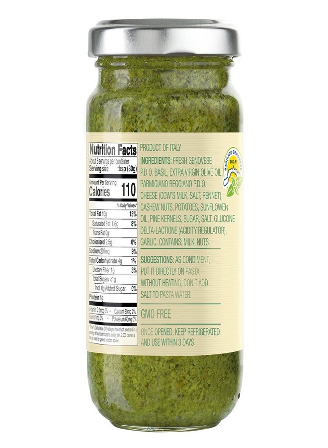 MANTOVA Compagnia Sanremo Basil Pesto with Cheese, 6.7 oz, (Pack of 1) - Authentic Italian Pesto Sauce - Rich, Savory Flavor with Fresh Basil, Grated Cheese & Extra Virgin Olive Oil - Perfect for Pasta, Sandwiches, Dips & Marinades - Image 2
