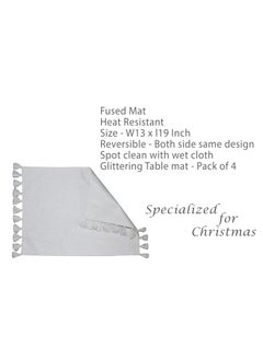HOME COLORS.IN HOME COLORSIN Cotton Lurex Rectangular Dining Table Placemats Christmas Glittering Weave Tussle Tablemat Set of 4 13x19 Inch White  - Image 4