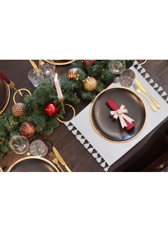 HOME COLORS.IN HOME COLORSIN Cotton Lurex Rectangular Dining Table Placemats Christmas Glittering Weave Tussle Tablemat Set of 4 13x19 Inch White  - Image 2