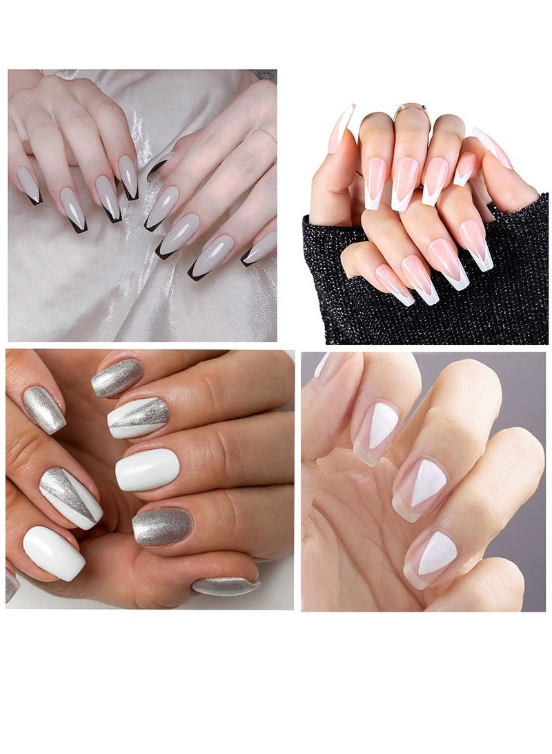 Excefore 12 Pieces French Nail Trimmer, Stainless Steel French Tip Cutters, Smile Line Cutter Edge Manicure DIY Plate Module with 2 Handles French Tip Cutting Knife and 5 Spare Blade for Acrylic Nail - Image 5