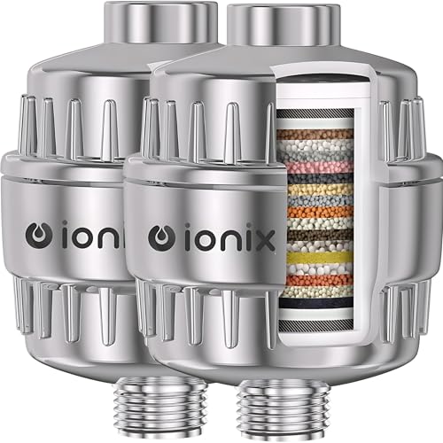IONIX Shower and tap filter for hard water with 15 stage Pack of 2 | Water Softener for Bathroom | Hard Water Filter | 1 Year Warranty | Water Softener for Bathroom | (2 piece) - Image 1