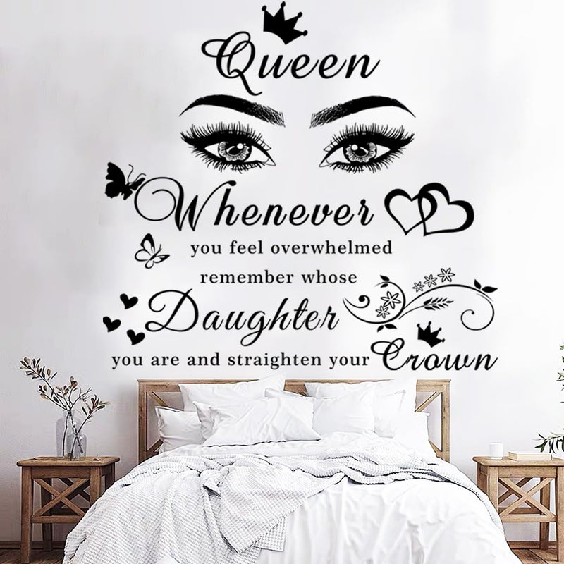 Casa Decor Girls Inspirational Wall Stickers Wall Art Quote Queen Wall Decals Positive Motivational Butterfly Decor Eyes Wall Sticker for Women Girls Bedroom Living Room Beauty Salon Home Decor. - Image 1