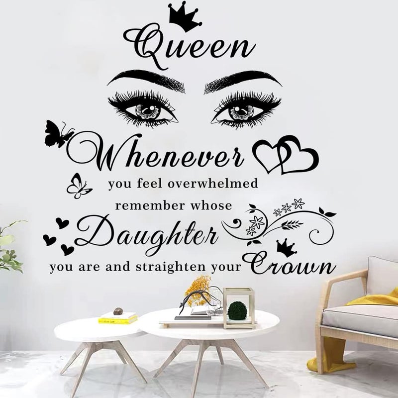 Casa Decor Girls Inspirational Wall Stickers Wall Art Quote Queen Wall Decals Positive Motivational Butterfly Decor Eyes Wall Sticker for Women Girls Bedroom Living Room Beauty Salon Home Decor. - Image 4