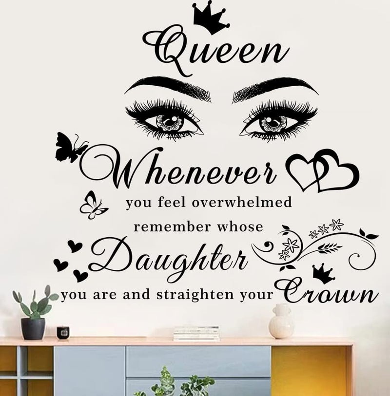 Casa Decor Girls Inspirational Wall Stickers Wall Art Quote Queen Wall Decals Positive Motivational Butterfly Decor Eyes Wall Sticker for Women Girls Bedroom Living Room Beauty Salon Home Decor. - Image 5
