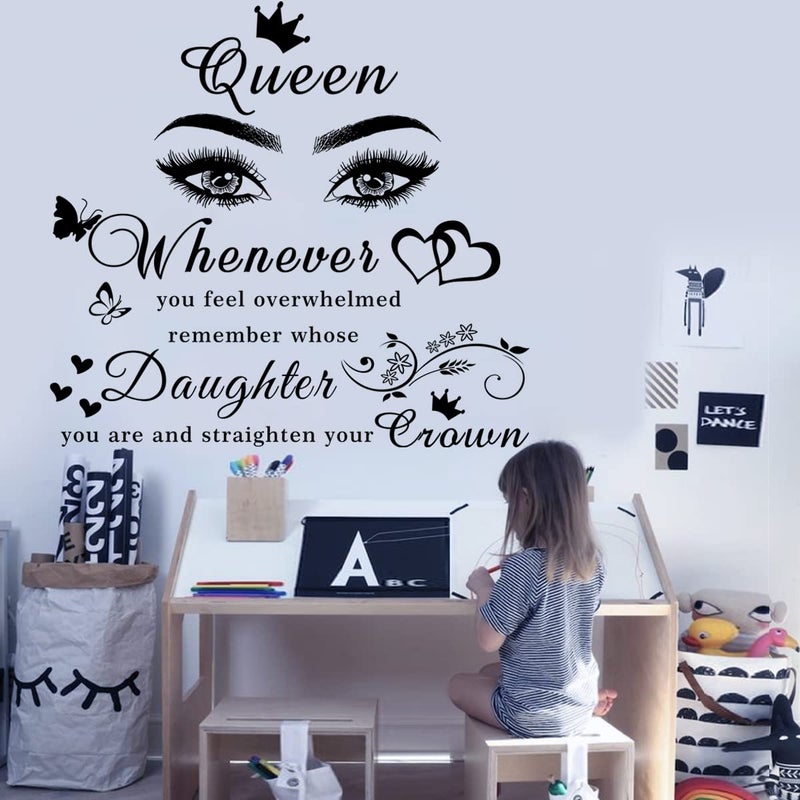 Casa Decor Girls Inspirational Wall Stickers Wall Art Quote Queen Wall Decals Positive Motivational Butterfly Decor Eyes Wall Sticker for Women Girls Bedroom Living Room Beauty Salon Home Decor. - Image 3