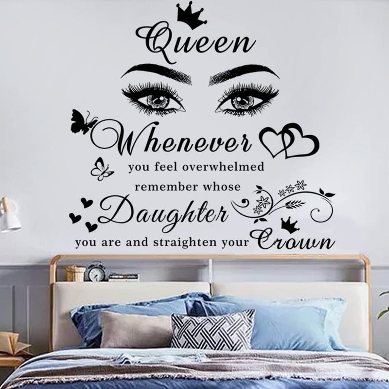 Casa Decor Girls Inspirational Wall Stickers Wall Art Quote Queen Wall Decals Positive Motivational Butterfly Decor Eyes Wall Sticker for Women Girls Bedroom Living Room Beauty Salon Home Decor. - Image 2