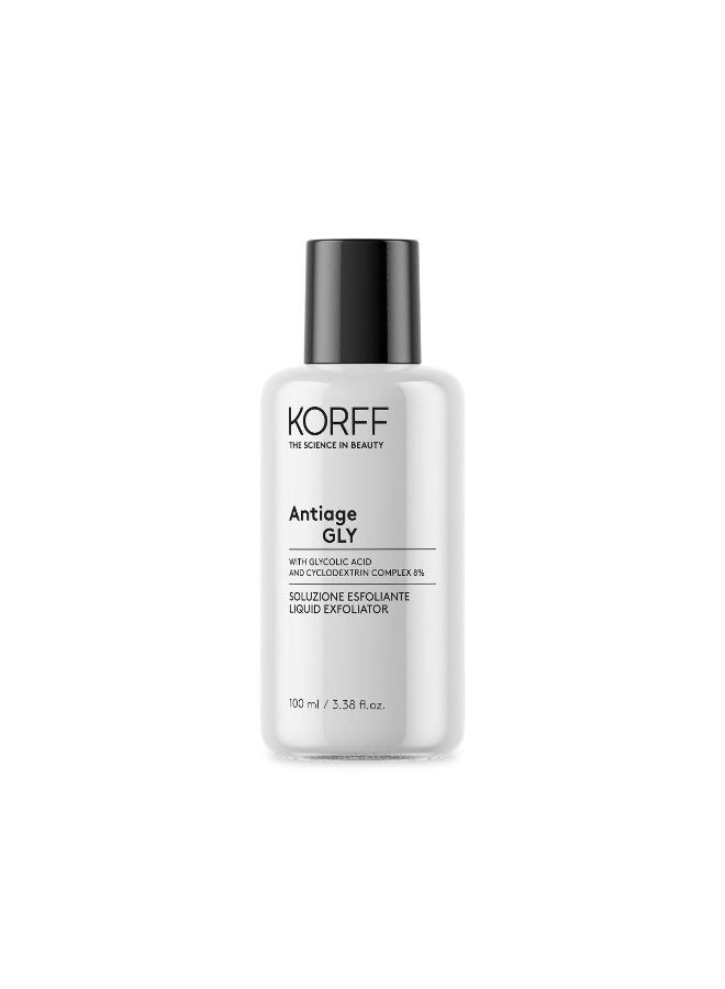 Korff Antiage GLY Liquid Exfoliator 100ml Glycolic Acid Facial Peeling Solution Helps Smooth Skin Texture Reduce Wrinkles Improve Radiance Support Renewal Suitable for Sensitive Skin When Used Correctly
