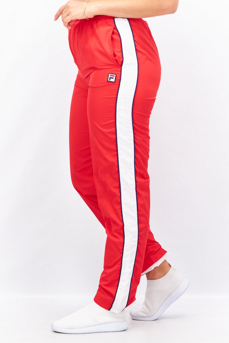 FILA سروال رياضي نسائي بتصميم لوجو العلامة التجارية، أحمر - Image 2