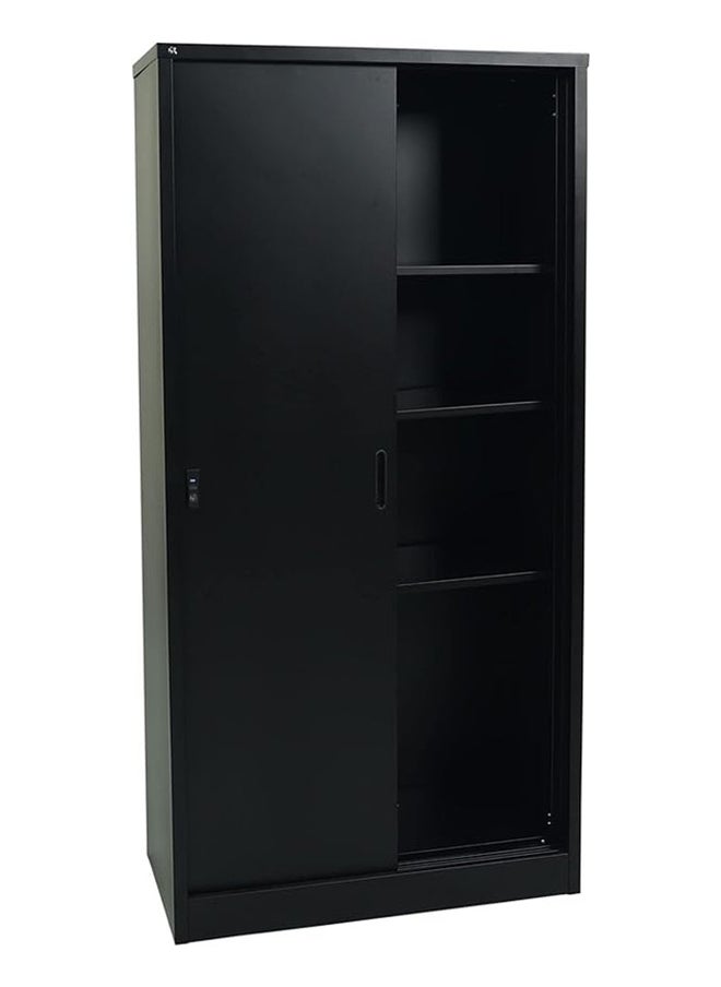 RIGID - Steel Sliding Doors Office Cupboard Black 183x90x40cm - Image 1