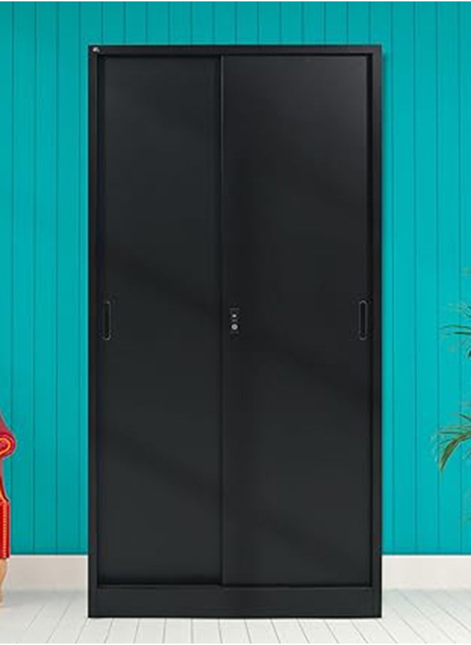 RIGID - Steel Sliding Doors Office Cupboard Black 183x90x40cm - Image 1